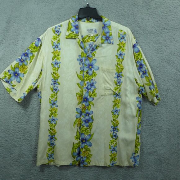 Vintage Iolani Hawaiian Short Sleeve Button Up Shirt Mens Size L Made In USA - Picture 1 of 10